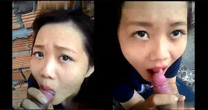 Bồ bú thằng nhỏ ở vườn sau nhà